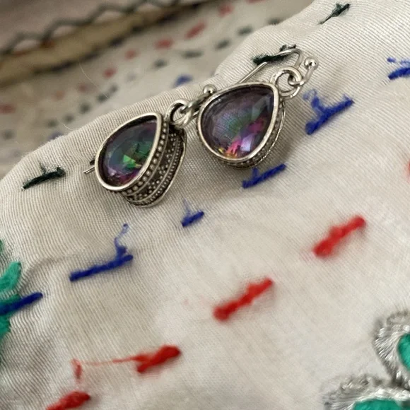 Topaz Teardrop Earrings- Topaz Dangle Earrings - Picture 8 of 10